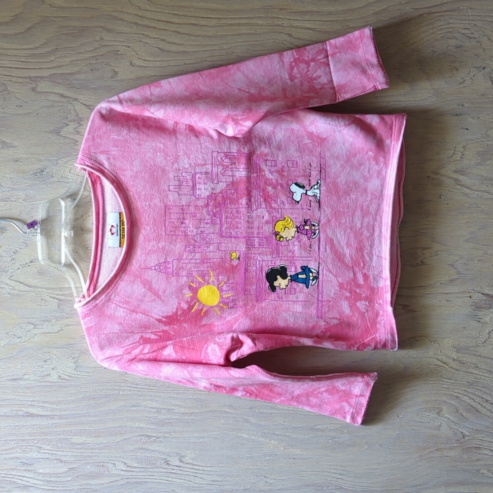NWT Appaman Girl's Peanuts Long Sleeves Pink Tie Dye Sweatshirt Kids Size: 8 & 6